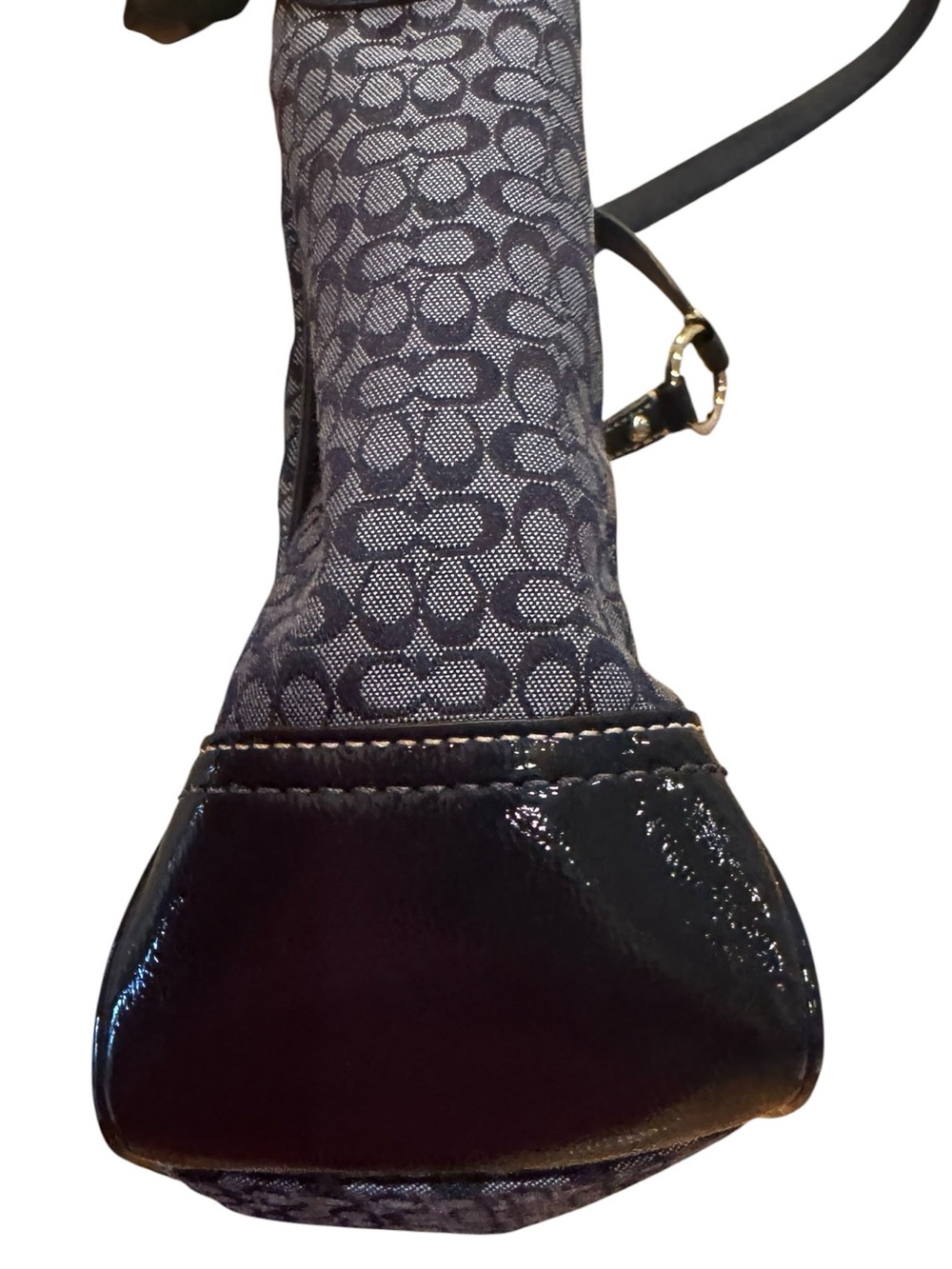 Coach Gallery Tote Signature Navy/Light Blue jacquard fabric with patent leather - Picture 6 of 9